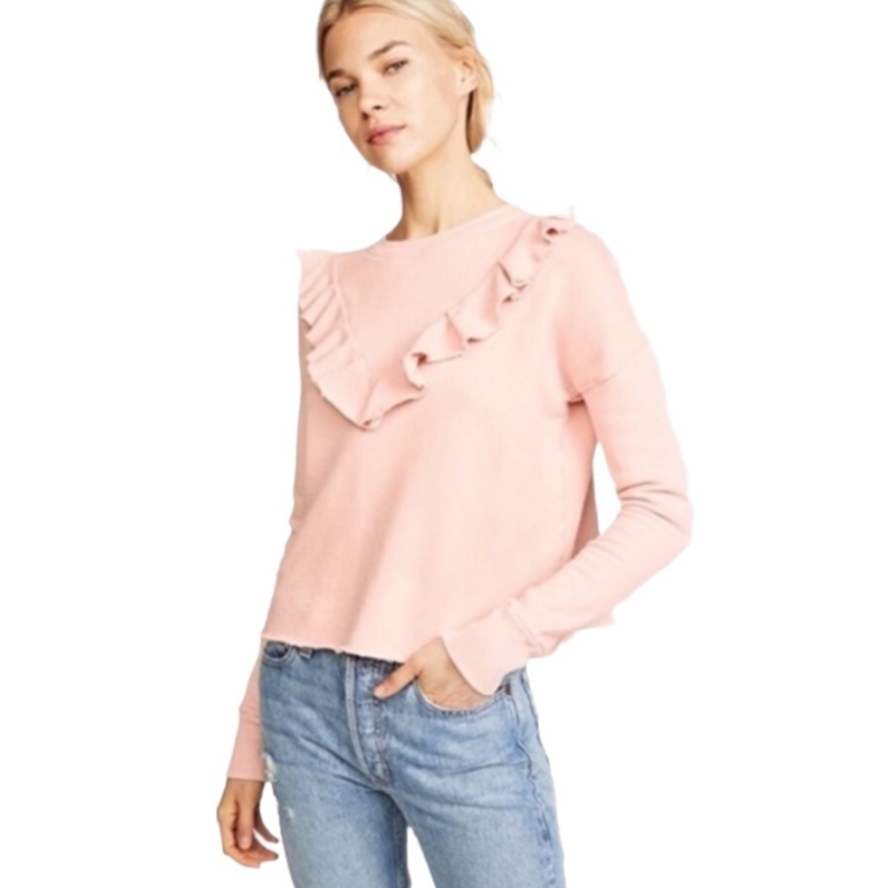 Free People Ooh La ruffle pullover sweatshirt m